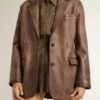 Giacca da donna in pelle marrone