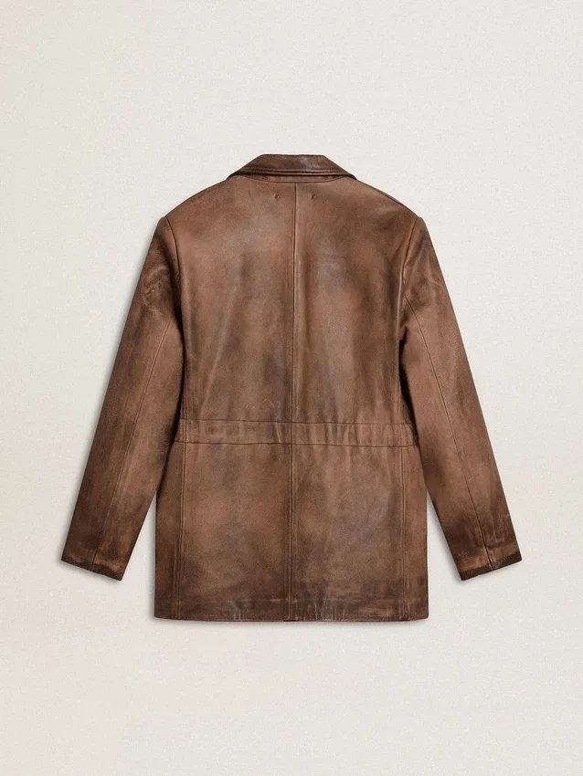 Giacca da donna in pelle marrone