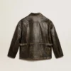 Giacca da donna in pelle nappa marrone invecchiata