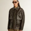 Giacca da donna in pelle nappa marrone invecchiata