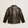 Giacca da donna in pelle nappa marrone invecchiata