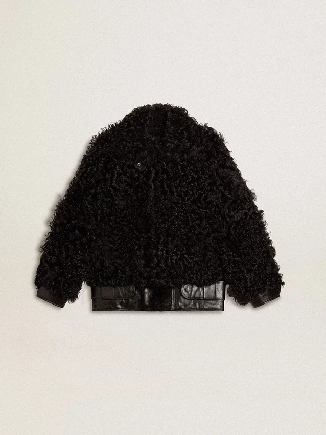 Giacca da donna in shearling nero