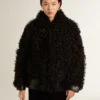 Giacca da donna in shearling nero