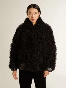 Giacca da donna in shearling nero