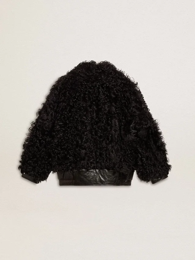 Giacca da donna in shearling nero