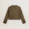 Giacca da donna Journey in tweed di lana con dettagli in pelle scamosciata color caffè