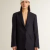 Giacca da donna monopetto in lana blu notte