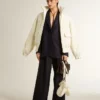Giacca da donna monopetto in lana blu notte