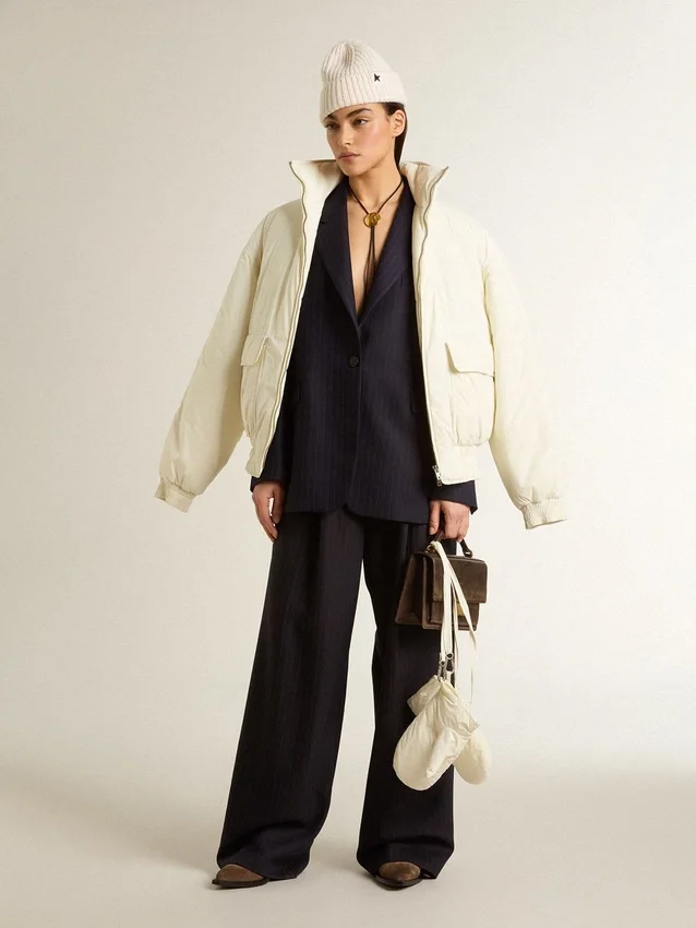 Giacca da donna monopetto in lana blu notte