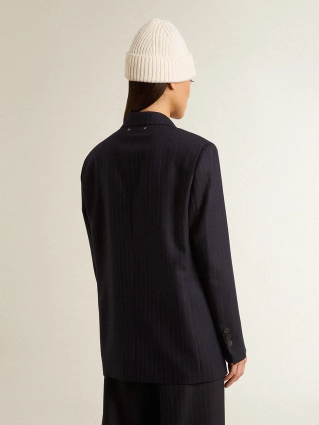 Giacca da donna monopetto in lana blu notte