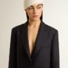 Giacca da donna monopetto in lana blu notte
