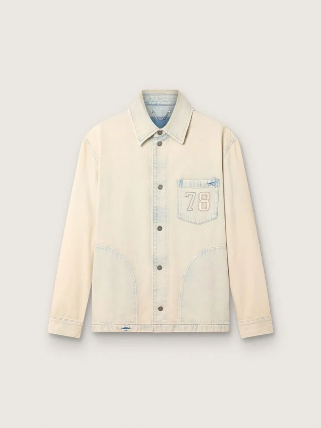 Giacca da lavoro da uomo in denim color sabbia chiaro