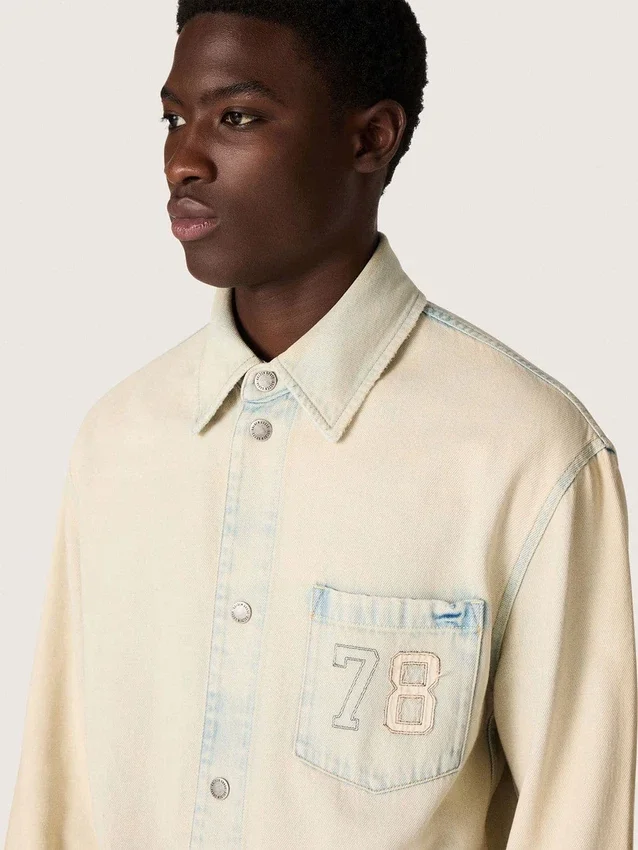 Giacca da lavoro da uomo in denim color sabbia chiaro