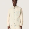 Giacca da lavoro da uomo in denim color sabbia chiaro