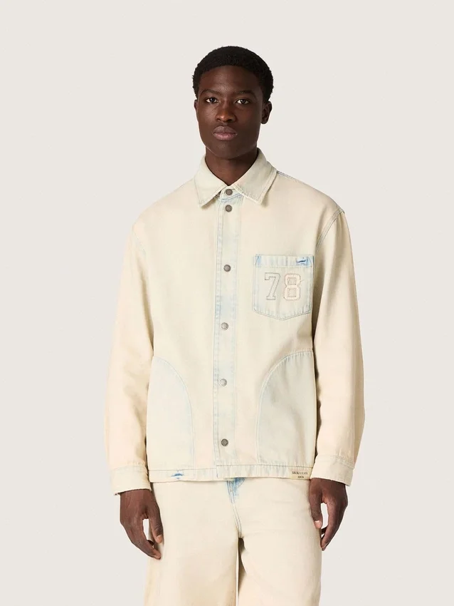 Giacca da lavoro da uomo in denim color sabbia chiaro