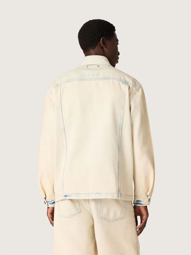 Giacca da lavoro da uomo in denim color sabbia chiaro