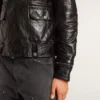 Giacca da motociclista da uomo in pelle nera con effetto lucido
