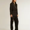 Giacca da smoking da donna in gabardina di lana nera
