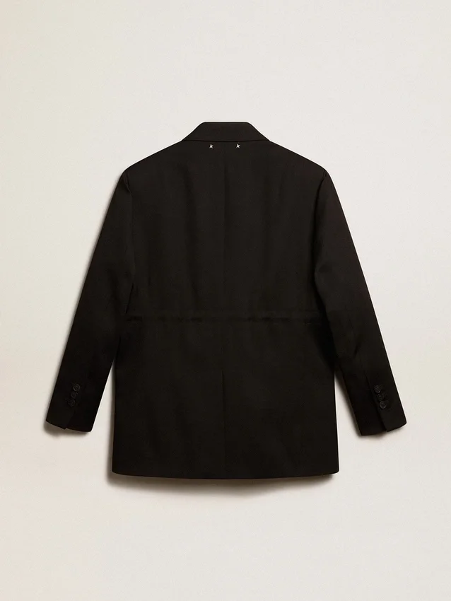 Giacca da smoking da donna in gabardina di lana nera