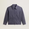 Giacca da uomo blu in denim di cotone con trattamento invecchiato