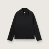 Giacca da uomo con zip in gabardina di lana nera