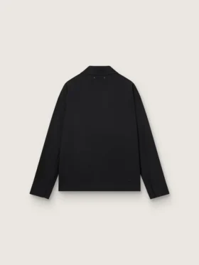 Giacca da uomo con zip in gabardina di lana nera