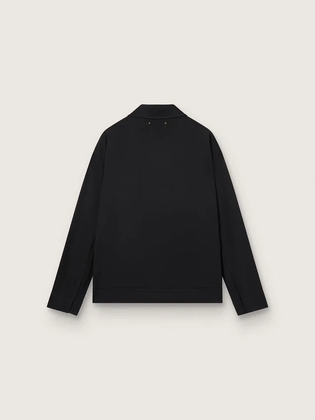 Giacca da uomo con zip in gabardina di lana nera