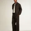 Giacca da uomo con zip in gabardina di lana nera