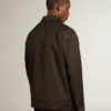 Giacca da uomo con zip in gabardina di lana nera