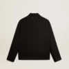Giacca da uomo con zip in gabardina di lana nera