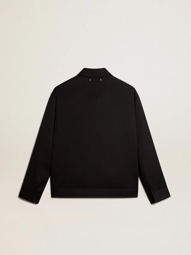 Giacca da uomo con zip in gabardina di lana nera