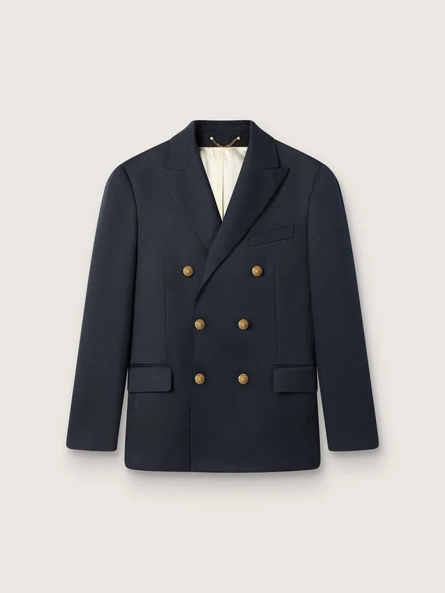 Giacca da uomo doppiopetto in blu scuro