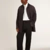 Giacca da uomo in denim con dettagli consumati e collo in pelle