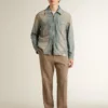 Giacca da uomo in denim effetto consumato con zip