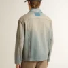 Giacca da uomo in denim effetto consumato con zip