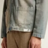 Giacca da uomo in denim effetto consumato con zip