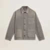 Giacca da uomo in denim grigio con borchie