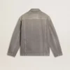 Giacca da uomo in denim grigio con borchie
