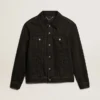 Giacca da uomo in denim nero con lavaggio singolo