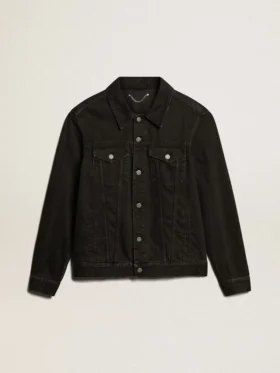 Giacca da uomo in denim nero con lavaggio singolo