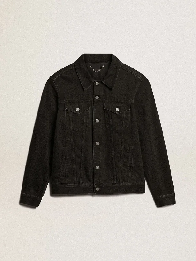 Giacca da uomo in denim nero con lavaggio singolo