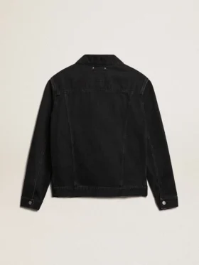 Giacca da uomo in denim nero con lavaggio singolo