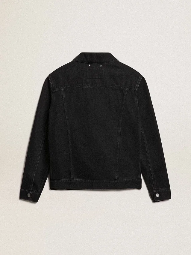 Giacca da uomo in denim nero con lavaggio singolo