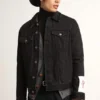 Giacca da uomo in denim nero con lavaggio singolo