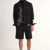 Giacca da uomo in denim nero con lavaggio singolo