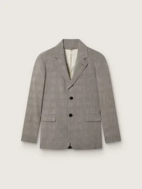 Giacca da uomo in lana grigia con motivo Prince of Wales