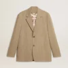 Giacca da uomo monopetto beige a righe sottili con vestibilità oversize