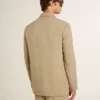 Giacca da uomo monopetto beige a righe sottili con vestibilità oversize