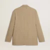 Giacca da uomo monopetto beige a righe sottili con vestibilità oversize