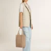 Giacca gilet da donna in misto lana color kaki